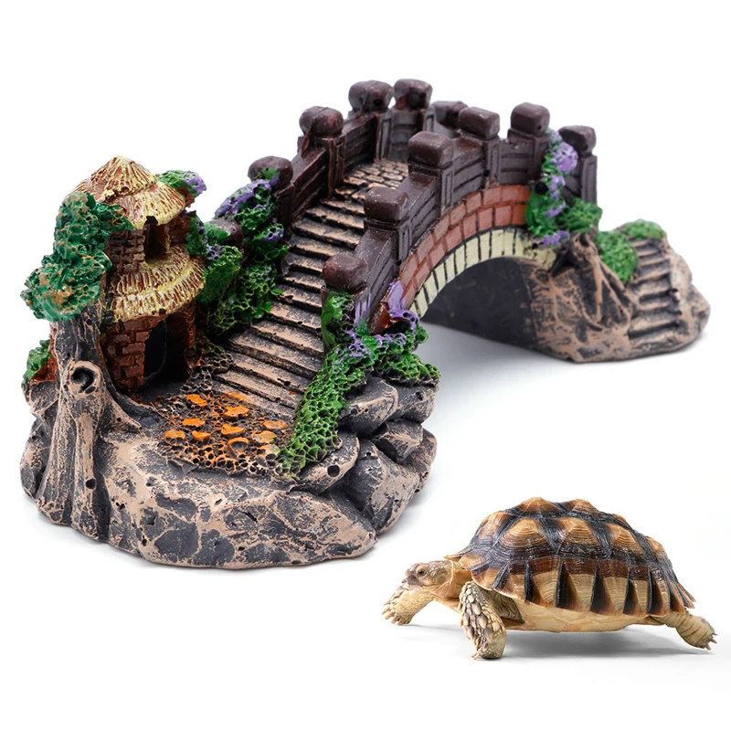 Aquarium Resin Bridge Landscape Fish Tank Pavilion Ornaments Tree Decoration | Дом и сад