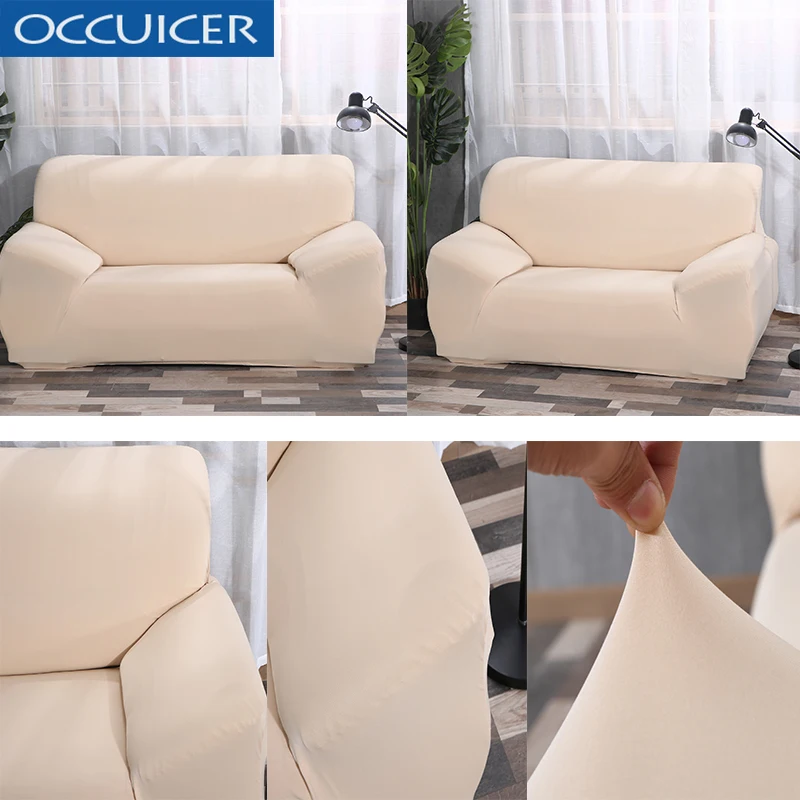 

Solid Color L Sofa Cover Universal Elastic Stretch Slipcover for Corner Sectional Polyester Furniture Armchair Sofa Couch Cover