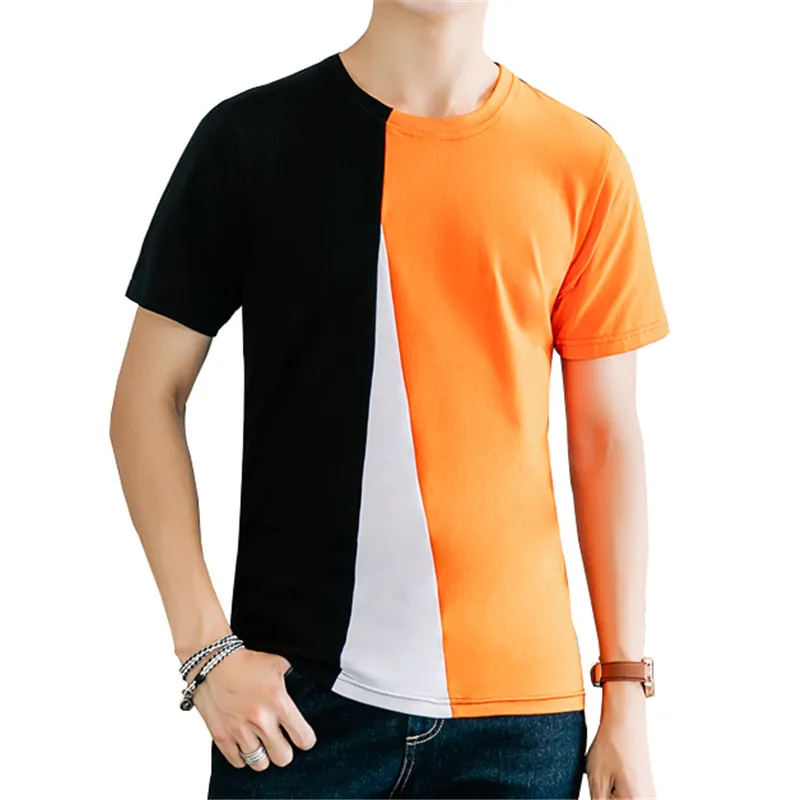 

BROWON Brand Man T Shirt Summer 2020 Short Sleeve Color Patchwork O-neck Soft Slim Fit Men Tshirt Casual Tee Tops