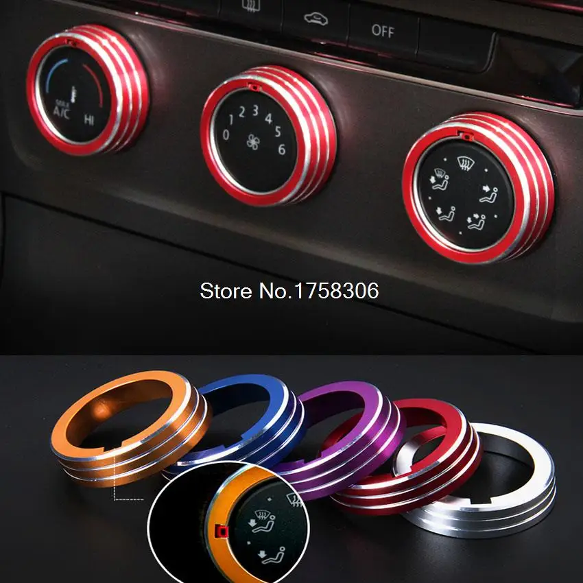 Air conditioner manual knob Fit For 2014 2015 Volkswagen Golf 7 MK7 Car air conditioning Rotary knob decoration ring cover