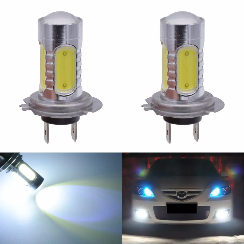 

2Pcs LED H7 DC 12V 7.5W Super White Car Head Lights 6000K COB H7 LED Fog Lights DRL Car Headlights Day Running Light