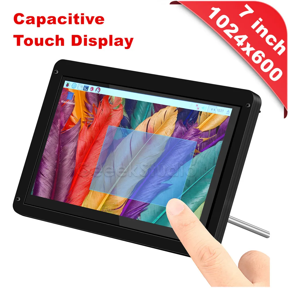 Free Driver Plug Play 7 inch 1024*600 Capacitive Touch Display Screen & Acrylic Support / Case for