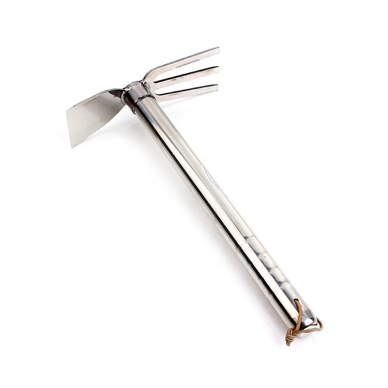 Pure stainless steel flat tridentate Rakes hoe pickaxe gardening rake