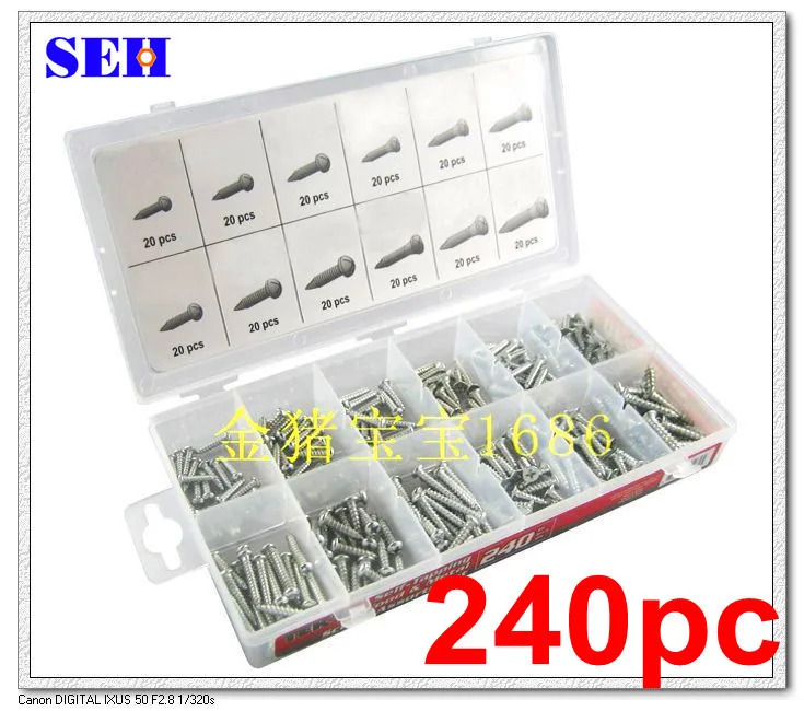 1 Box 240pcs Wood Screws / Self Tapping Screws / Kit Hot Selling