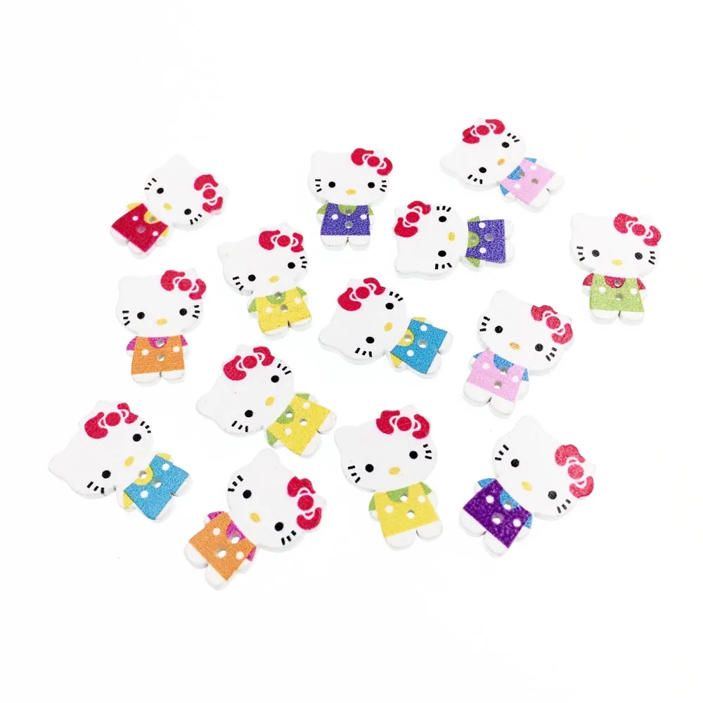 

50Piece Cat DIY Wooden Buttons For Clothing Scrapbooking Accessories Decorative Button Craft Sewing Supplies Botao 19*25mm