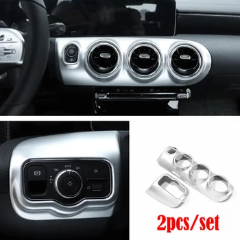

ABS Plastic Chrome Headlamps Switch Central Control Air Condition outlet Vent frame Trim Cover for Mercedes Benz A Class 2019