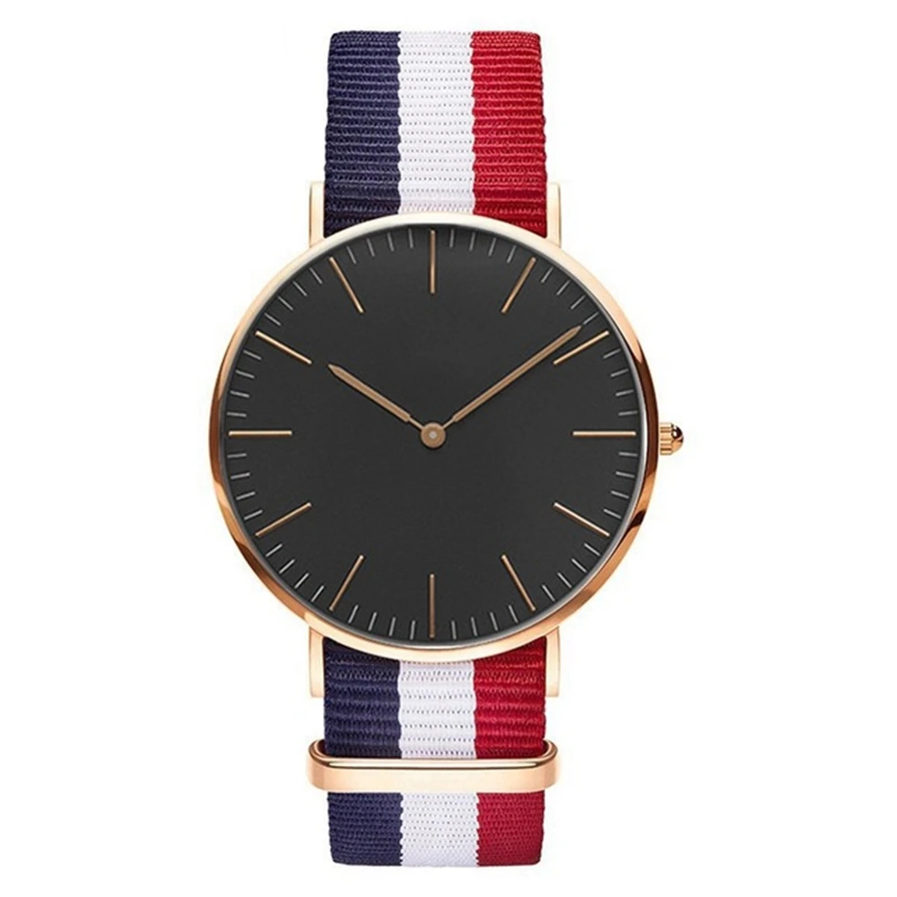 

Luxury Brand Watch Women Multicolor Stripe Nylon Fabric Canvas Sports wristwatch Women Casual Watch Super Thin Platimum Watches