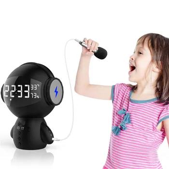 

Portable Robot Bluetooth Speaker Noise Canceling AUX TF LED display MP3 Music Player Phone Call Karaoke Mic Charging Power Bank