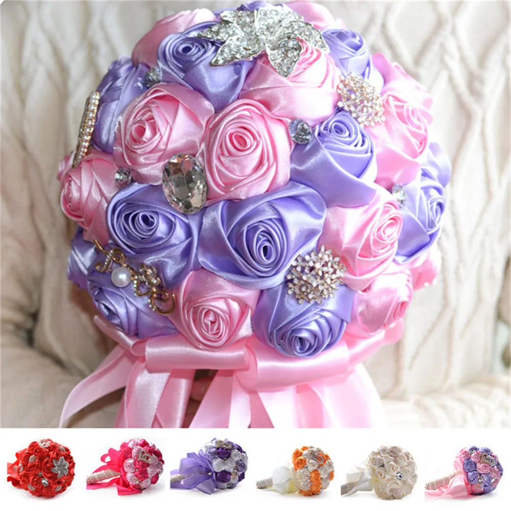 Romantic Bouquets Silk Roses Bride Hand held Flowers Bridal Dried flowers Hand bouquet