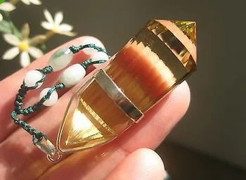 

A*23g Natural Vogel Style Citrine Crystal 24 sided DT Wand Pendant Silver