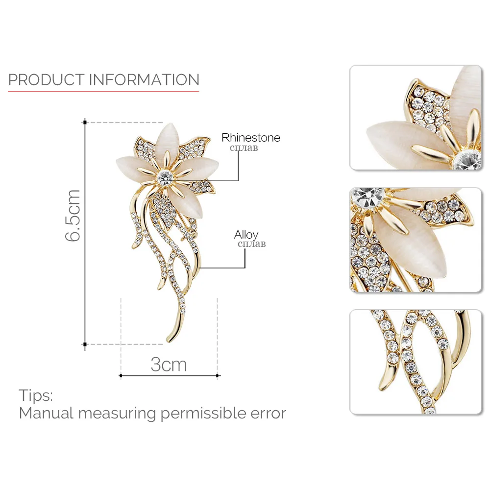 Благородный Опал Кристалл цветок брошь, аксессуары для одежды Ювелирные изделия для свадьбы свадебные модные броши Z020