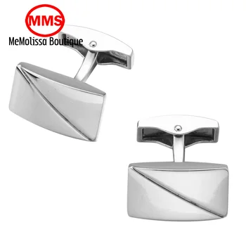 

MeMolissa High quality brass laser metal silver smooth matte box Cufflinks men French shirt cuff Cufflinks