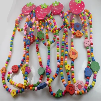 

Wholesale 3Set (3 Wood Bracelets +3wood Necklace) Kids Childrens Birthday Party Necklace Bracelet Jewelry