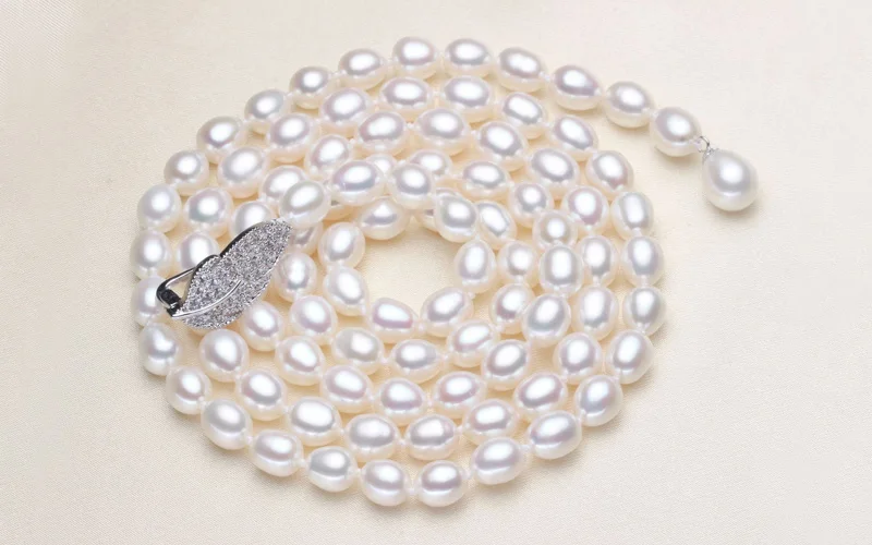 ASHIQI 90 см ожерелье из культивированного натурального пресноводного жемчуга 925 серебро Длинная цепочка для свитера модные ювелирные изделия для женщин подарок