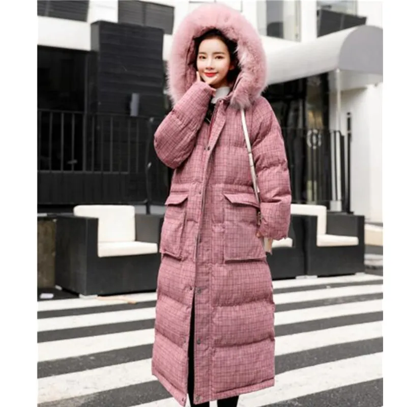Casual 371 Hiver À Épaissir Bas Veste De Capuchon brown Col Parkas Lâche Coton Long Femmes Rembourré Le Vers Fourrure Manteaux Pink wUrWfqUpBt