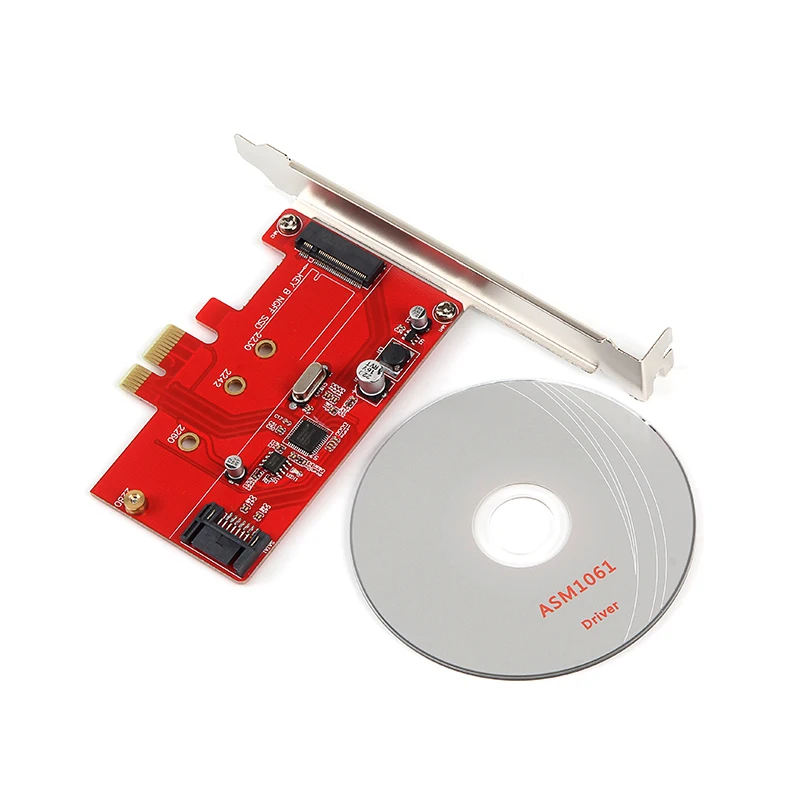 PCIe X1 к M.2(NGFF)+ SATA 6G (HDD/SSD) со стандартным кронштейном профиля ASM1061 PCI Express до B Key M.2 SSD 2280
