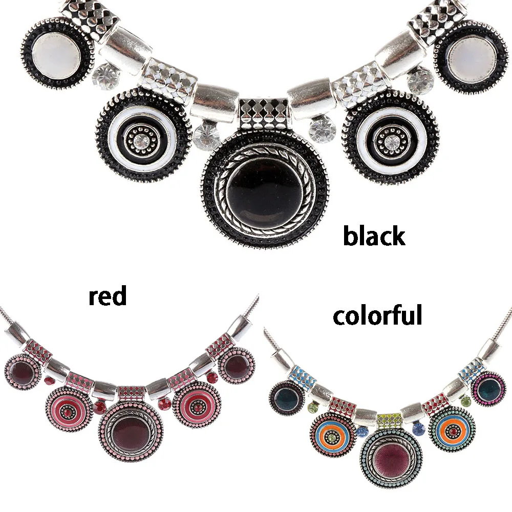 1 Pc New Colorful Ethnic Style Collar Choker Vintage Crystal Alloy Bead Pendant Necklace Tribal Necklace Jewelry Vintage Pendant