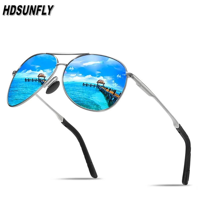 

HDSUNFLY Pilot HD Polarized Sunglasses Men Aviation Blue Mirror Sports Eyewear Male Polaroid Sun Glasses For Men Brand 2019 New