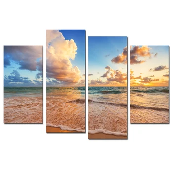 

4 panel beautiful seascape Beach HD Picture Modern Home Wall Decor Canvas Print Painting For House Decor
