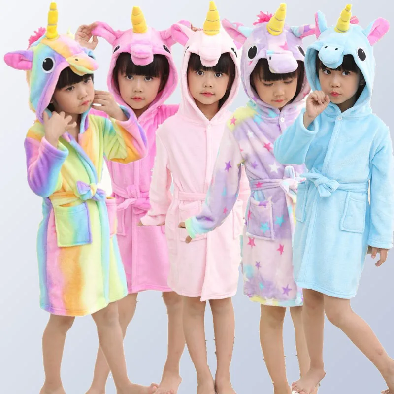 Fashion baby girls boy cartoon costume boy spring autumn bathroom Animal hooded pajamas for boy s 3 5 7 9 11 of 13 years