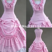 Розовый хлопок викторианской Southern Belle викторианской бальное платье воссоздание Театр костюма