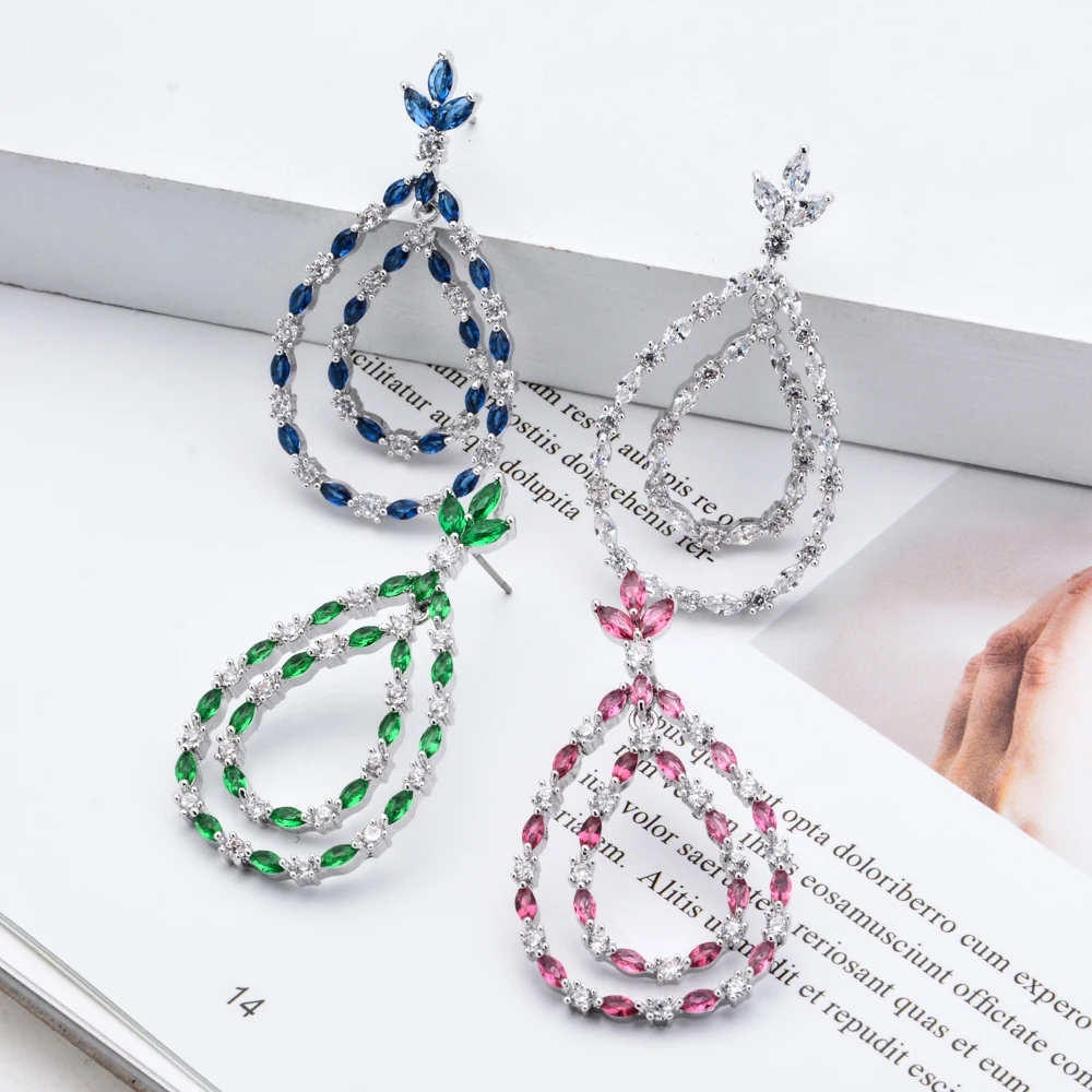 ЦИРКОНИЕВЫЕ серьги с различными цветами растений, модные ювелирные подарки для женщин/девочек на различных вечеринках ER-307
