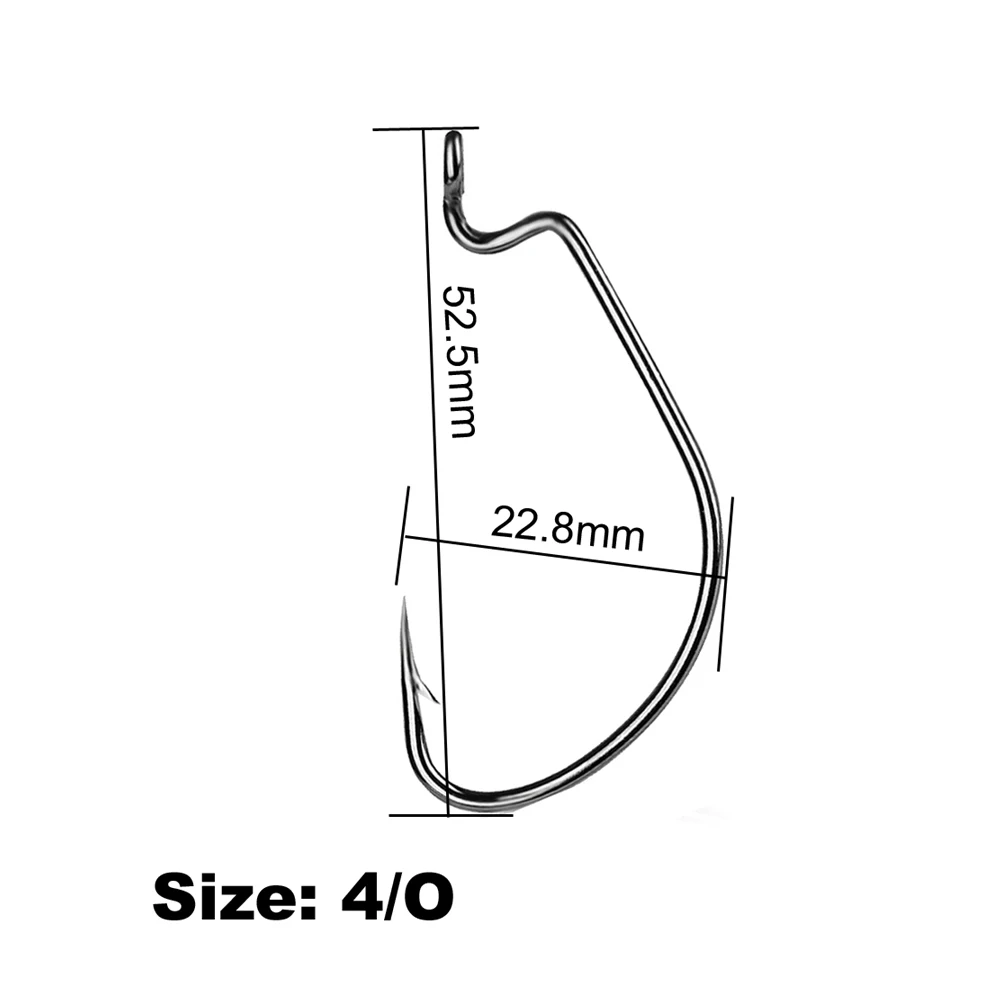 20pcs Wide Gap Worm Hook Jig Fishing Crank Hook Bass Hook for soft bait 5 Sizes