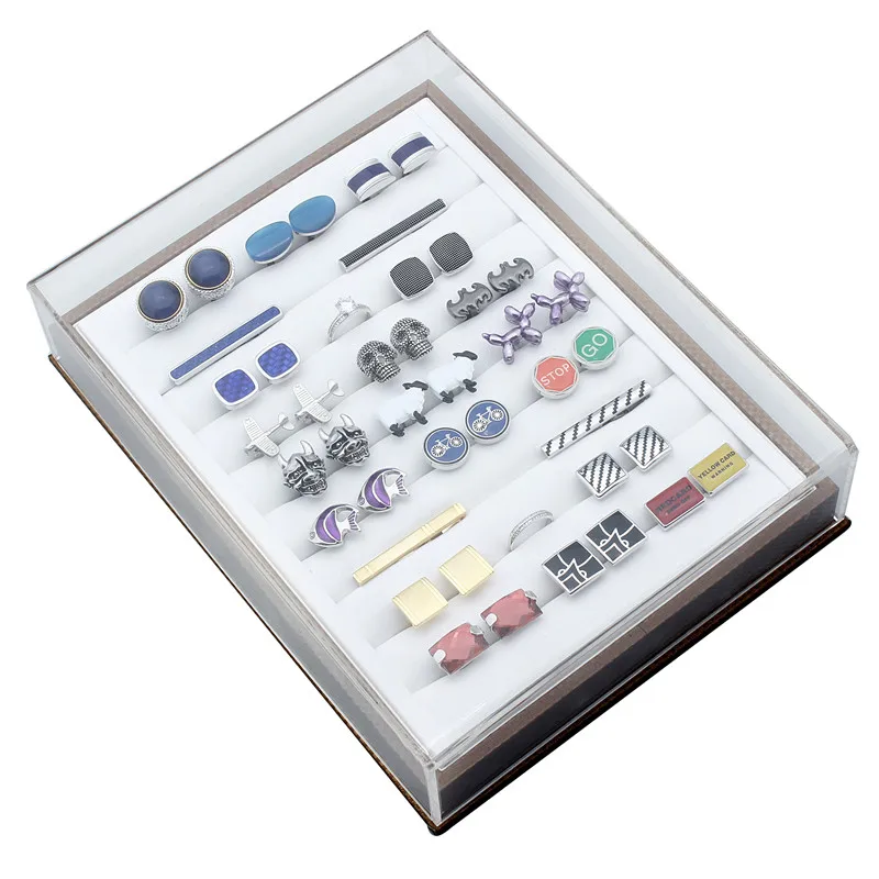 

HAWSON Transparent Plastic Jewelry Display Box Cufflinks and Tie Clip Storage Box for Shop