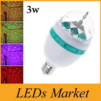 

New Arrvial Festival decoration E27 3w Christmas Colorful Auto Rotating RGB LED Bulb Stage Light Party Lamp Disco CE&ROHS UL