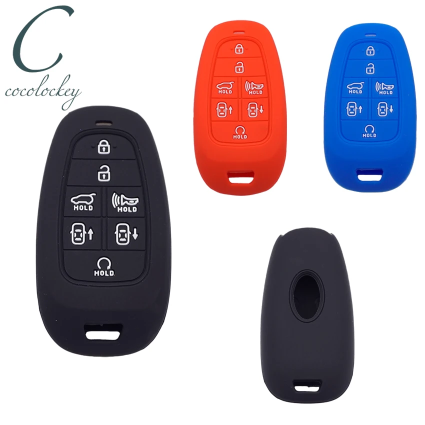 

Cocolockey Key Cover Fit for 2019 Hyundai Sonata DN8 7Buttons Silicone Rubber Car Key Cover Fob Case Car Styling