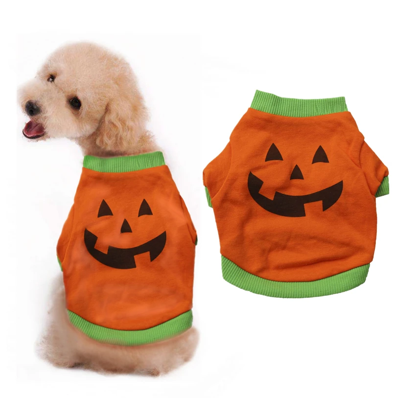 Halloween Pumpkin Pet Clothes XS L Winter Dog Puppy T Shirts Cotton