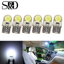 6 XอัตโนมัติT10 LED W5WหลอดไฟLEDสีขาว194 168หลอดไฟLED 501ซังเปลือกซิลิโคนรถไฟLed Super Brightเปิดด้านข้างโคมไฟ12โวลต์D030
