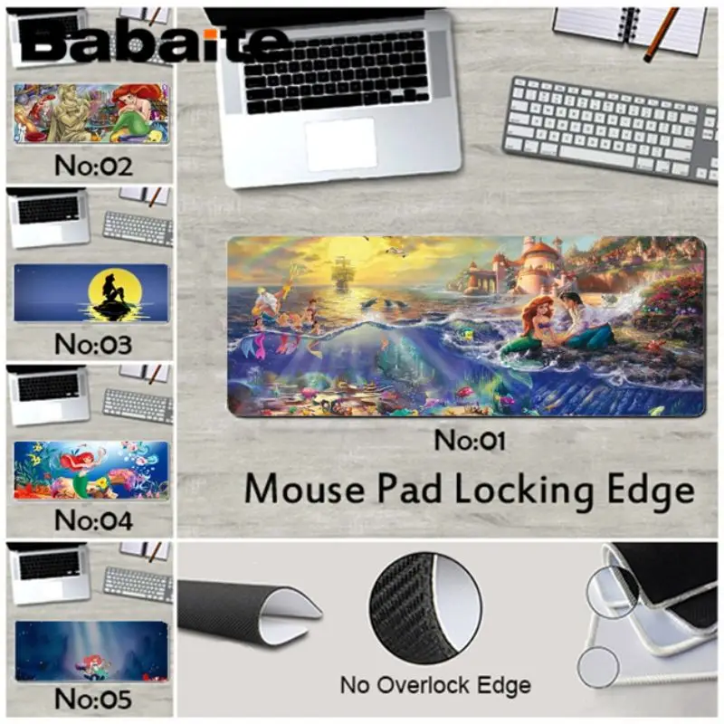 Babaite Non Slip PC little mermaid Customized laptop Gaming mouse pad rubber for cs dota 2 LOL gami