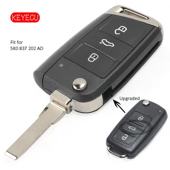 

Keyecu Upgraded Flip Remote Key Fob 434MHz ID48 Chip 3 Button for Volkswagen Beetle Passat - FCC ID: 5K0 837 202 AD