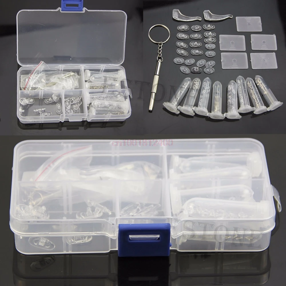 

1set Eyeglass Sun Glasses Screw Nut Nose Pad Optical Repair Tool Assorted Kit New Hot