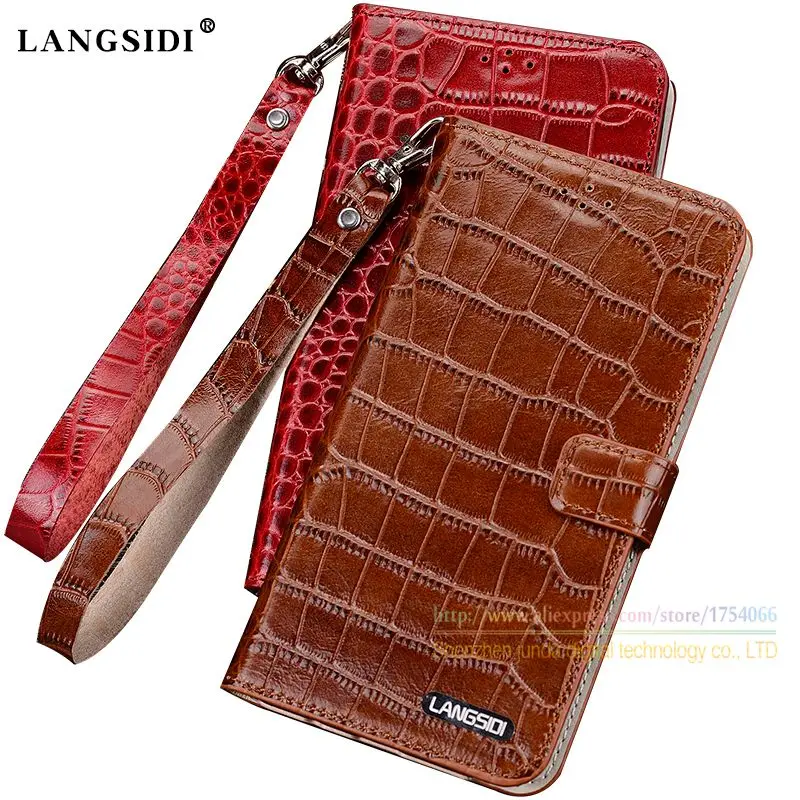Crocodile Grain Genuine Leather Case For Sony Xperia XA1 / Ultra 5.0&quot Luxury Phone Wallet Cover &amp Card Slot + Send Lanyard |