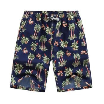 

2019 New Spring Summer Beach Shorts Men Casual Wide Dark Blue Printed Beach Casual Men Short Trouser Shorts Pants plus size L415