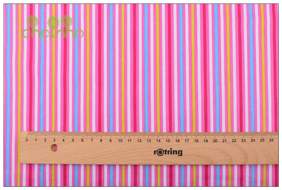 Chainho, 8 шт./лот, серия цветных полос, саржевая хлопковая ткань с принтом, Лоскутная Ткань для шитья и стеганого шитья для детей и малышей