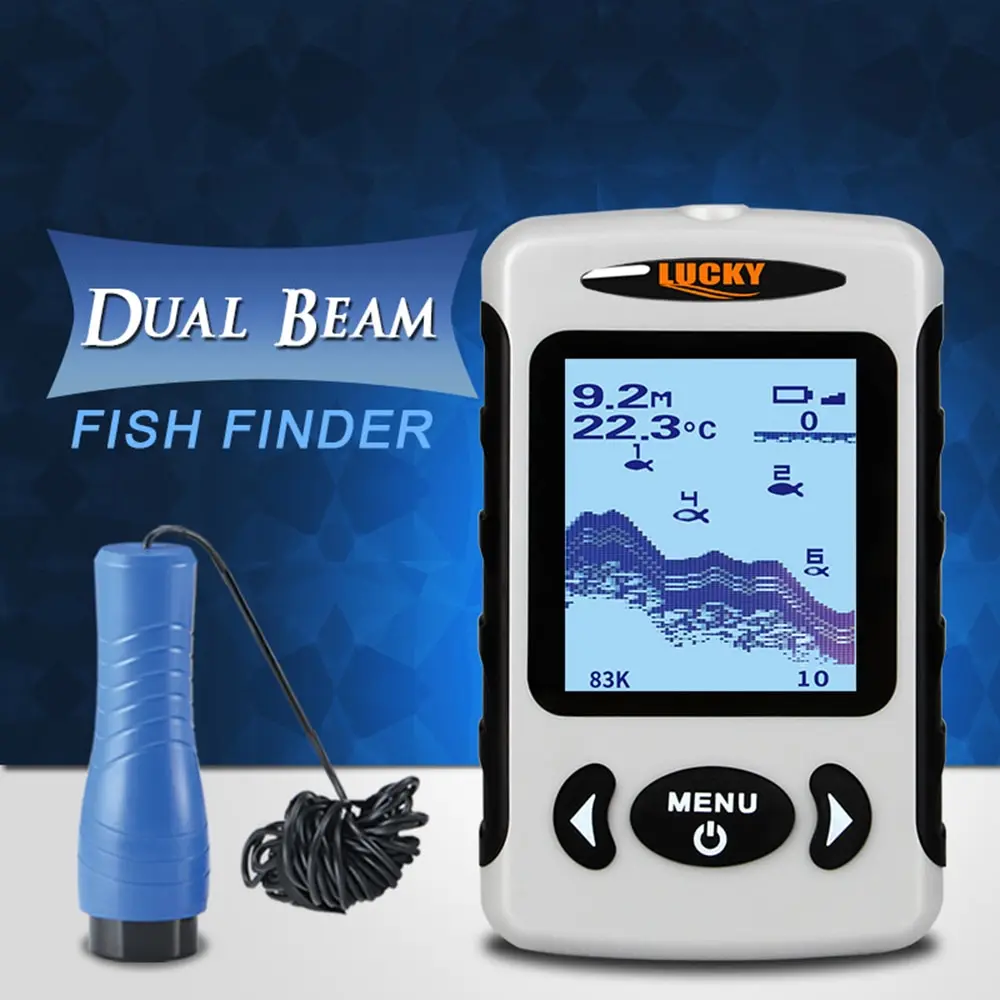 

LUCKY FF718D-Ice 2.2" LCD Portable Fish Finder Frequency 100M Fish Detector Outdoor 200KHz/83KHz Dual Sonar for Ice Fishing