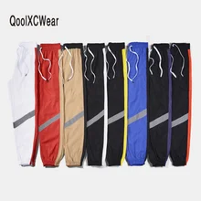 QoolXCWear мужские брюки со светоотражающими полосками винтажные цветные брюки в стиле хип-хоп Лоскутные мужские брюки уличные брюки