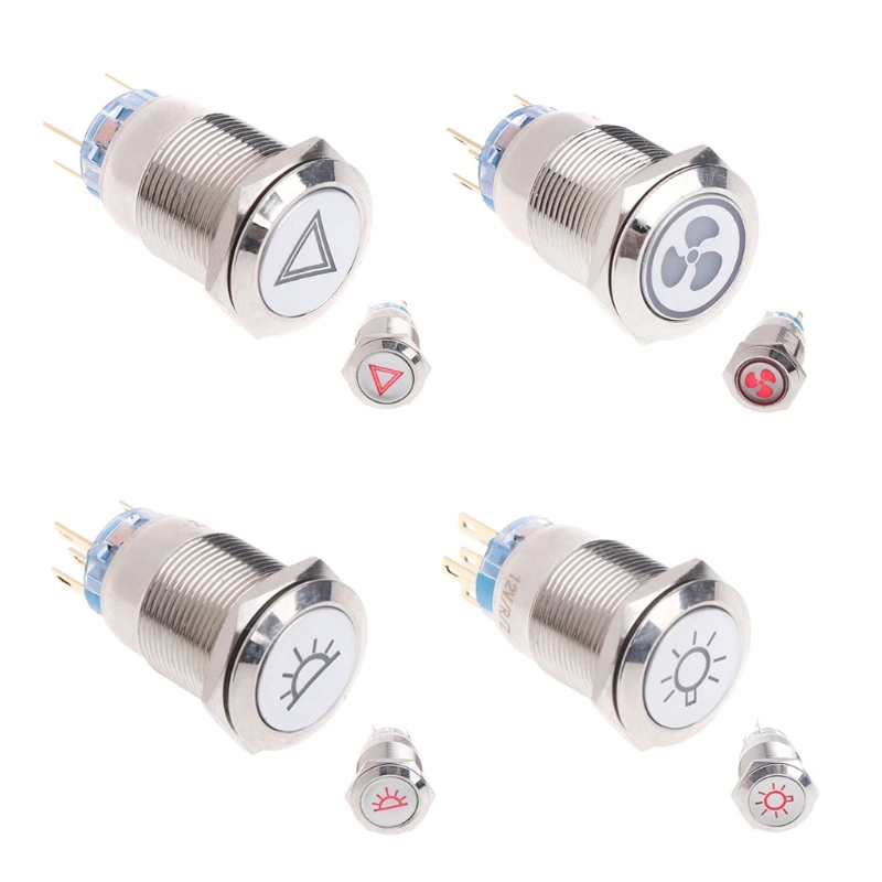

19mm 12V LED Waterproof Self-locking Latching Metal Push Button Switch ON/OFF