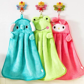 

Lovely Cartoon Children Microfiber Hand Dry Towel For Kids Soft Plush Fabric Absorbent Hang Towel Kitchen Bathroom Use