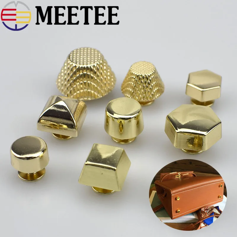 

20pcs Meetee Gold Bags Hardware Accessories Metal Studs Button Rivet Screw Handbag Bottom Decor Buckles Nails DIY Leather Craft