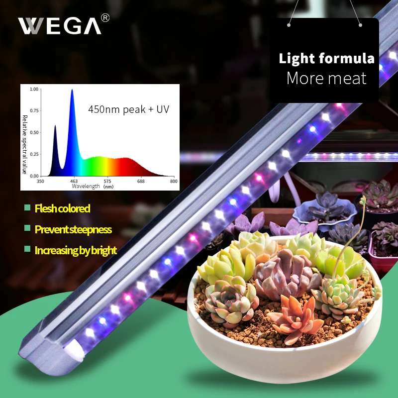 WEGA 18W 24W 36W LED Growing Lamps Long Ultraviolet For Indoor Plants Aquarium 120cm Lamp For
