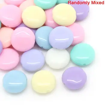 

DoreenBeads Acrylic Spacer Beads Flat Round Mixed About 12.0mm( 4/8") x 5.0mm( 2/8"), Hole: Approx 1.0mm, 45 PCs 2015 new