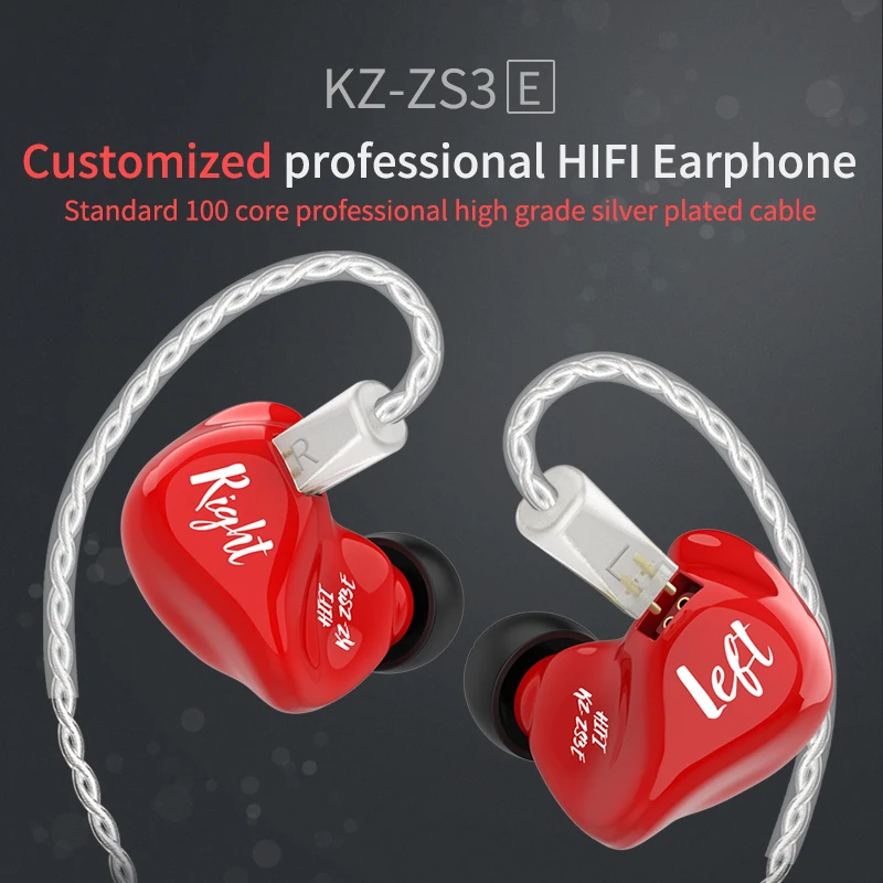  KZ ZS3E DD Unit Hifi Sport In-ear Earphone Dynamic Drive Noise Cancelling Headset No Mic Detachable Cable KZ ZS10 KZ AS10