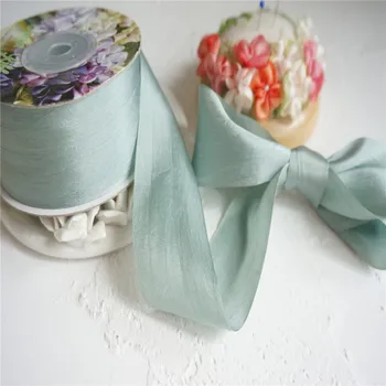 

32mm 1.25"solid color 100% pure silk embroidery ribbon soft wedding ribbon thin taffeta high quality silk ribbon Handcraft