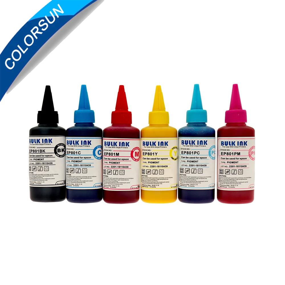 Colorsun 6*100 мл универсальные чернила для Epson T50 A50 T60 R290 R280 RX610 RX690 L800 принтер