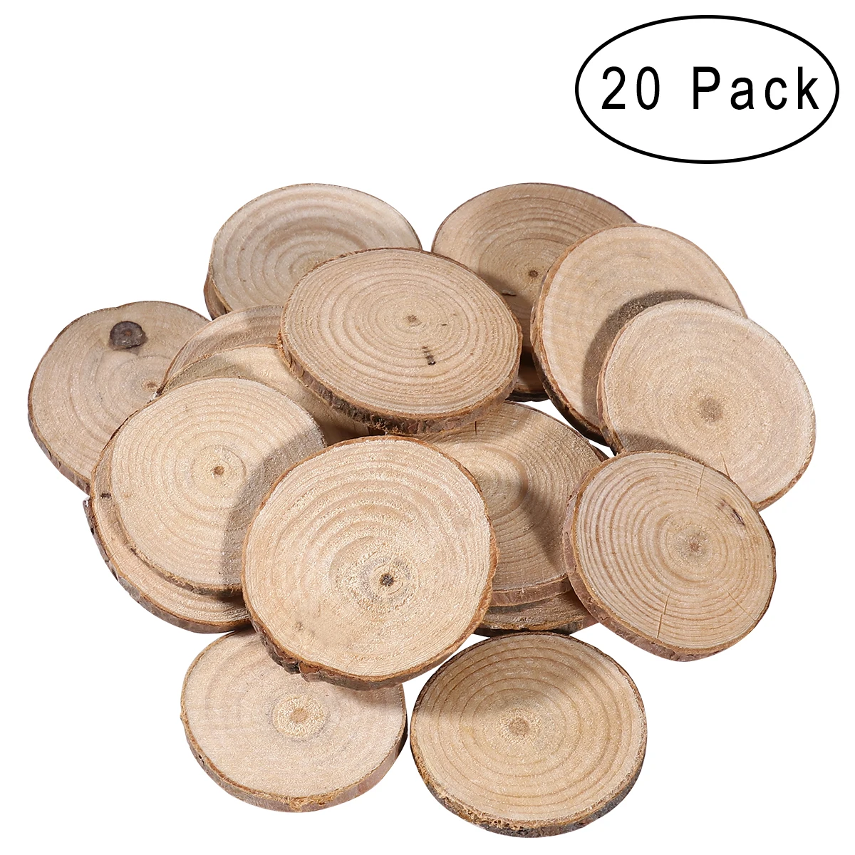 20pcs 5 6CM Wood Circle Round Log Slices Discs Cutout Large Wood Disks Crafts Paint Decor Wooden