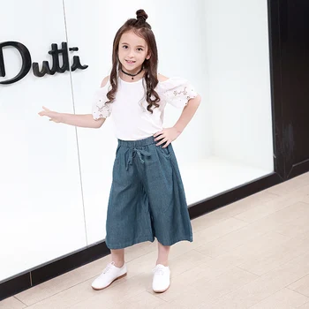

Big Girls sets Summer 2018 New Casual Children Clothing Set for girls Hollow out T-shrts+Pant 2Pcs Suits Kids Clothes 5-16 Years